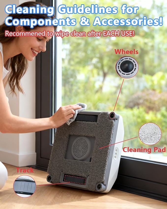 Window Cleaning Robot 8000Pa,3 Nozzles with High-Pressure Spray,Intelligent Path Planning,Edge Detection System,15-Stage Anti-Fall,App&Remote Control,4 Cleaning Modes for Tile,Windows,Glass