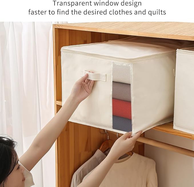 2 Pack Large Canvas Comforter Storage Bags Closet Organizer for Clothes Sweater