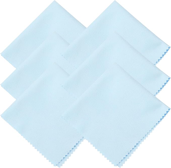 uxcell 6 Pcs Microfiber Cleaning Cloth for Glasses, 11.8 x 11.8 Inch Eyeglass Cleaning Cloth, Glasses Cleaner Wipes for Electronics Lenses Screens Cameras Cell Phones, Light Blue