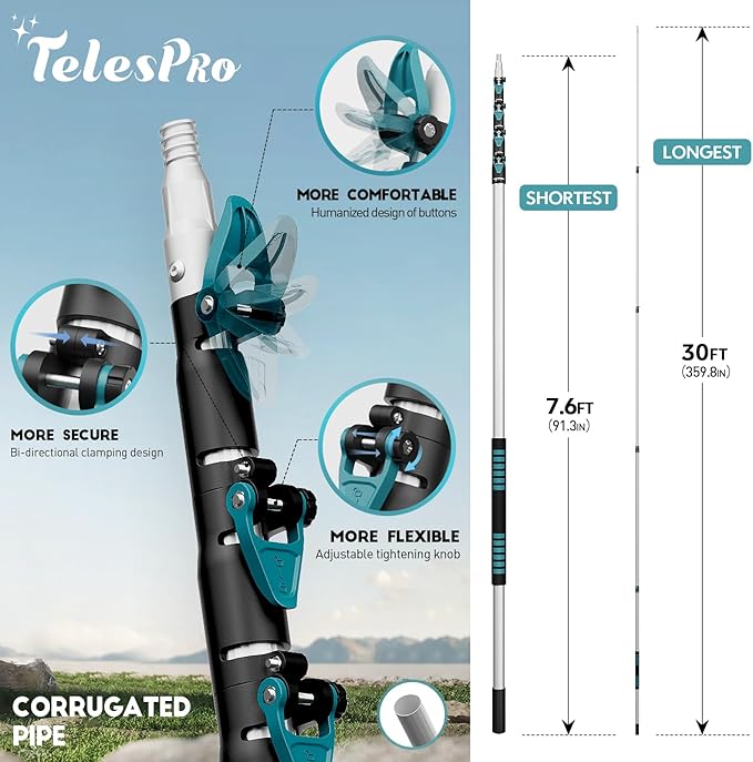 TelesPro 36ft High Reach Duster Kit - Window Cleaning & Dusting
