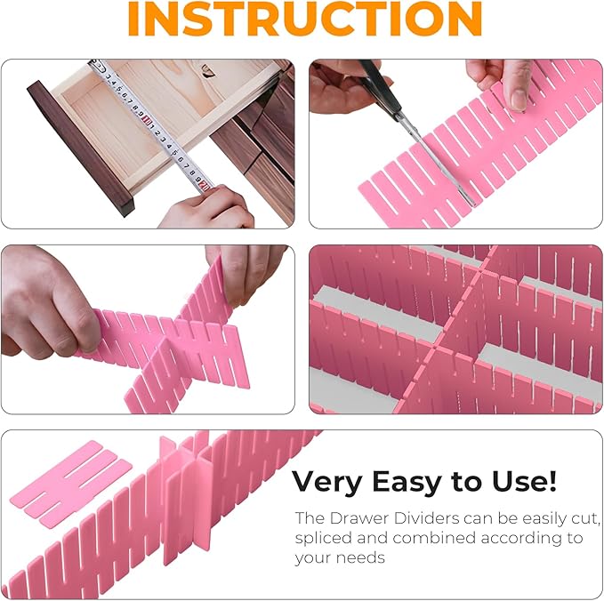 Albad Plastic Drawer Dividers (8) - Organizer for Kitchen, Bathroom, Bedroom