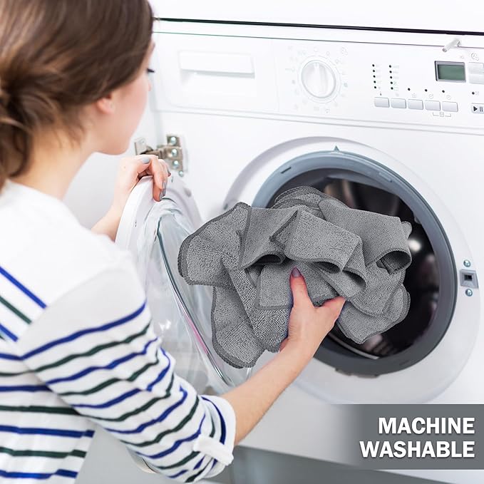Tanlade Cleaning Cloth Dry Erase Cloth Cleaning Rags Reasonable Kitchen Towels Microfiber Towels Cars Wash(6 x 6 Inch,Gray,30 Pcs)