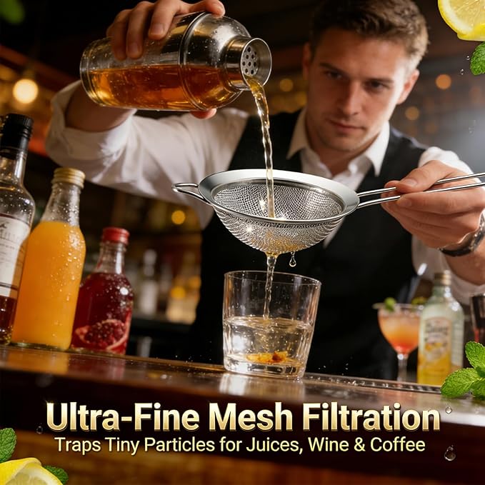 Anaeat Fine Mesh Strainers - Premium Stainless Steel Colander Sieve Sifters, with Durable Mesh and Sturdy Handle