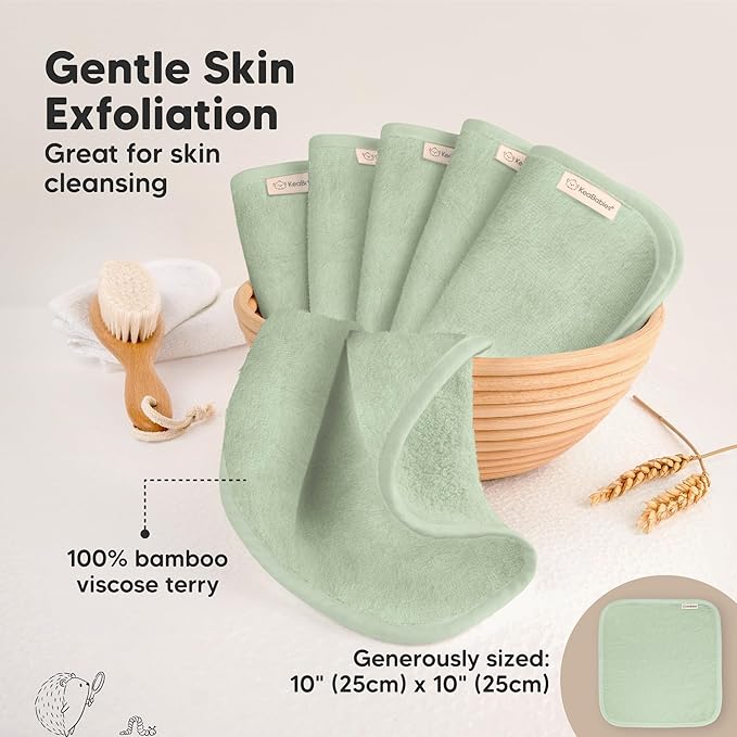 6-Pack Baby Washcloths – Soft Absorbent Viscose from Bamboo Washcloths for Face, Body, Baby Towels for Newborn, Kids, Toddlers, Infant, Gentle on Sensitive Skin, 10x10 Reusable Face Towels (Pistachio)