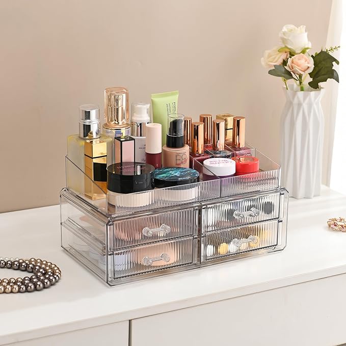 Stackable storage drawer, Transparent cosmetics storage box