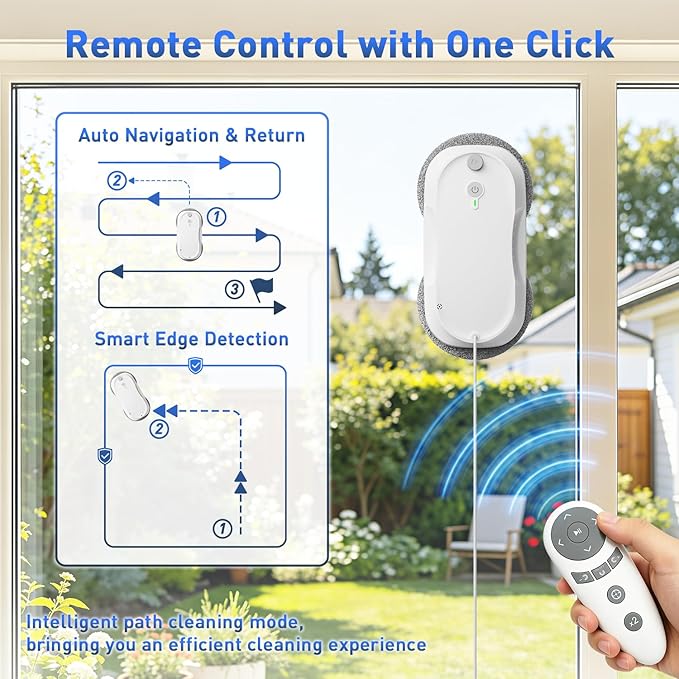 KKI Window Cleaning Robot,Upgraded Window Cleaner Robot, Auto-Dual Spray, Max 3200pa,3 Cleaning Modes & Edge Detection
