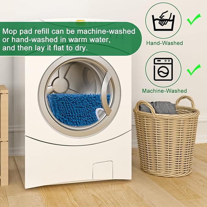 Diteje 4 Pack Replacement Mop Pads Washable Refill Heads Compatible with O-ceda Dua-Action Microfiber,Reusable Double Sided All Surface Cleaning for Dry Wet Use