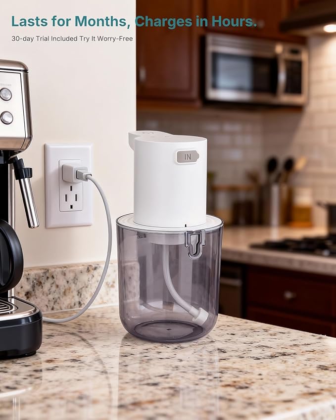 Automatic Foaming Soap Dispenser, 4-Level Touchless Hand Soap Dispenser, USB-C Rechargeable, Wall Mount or Countertop, 13.5oz/400ml, for Bathroom, Kitchen, Office, Hotel, White