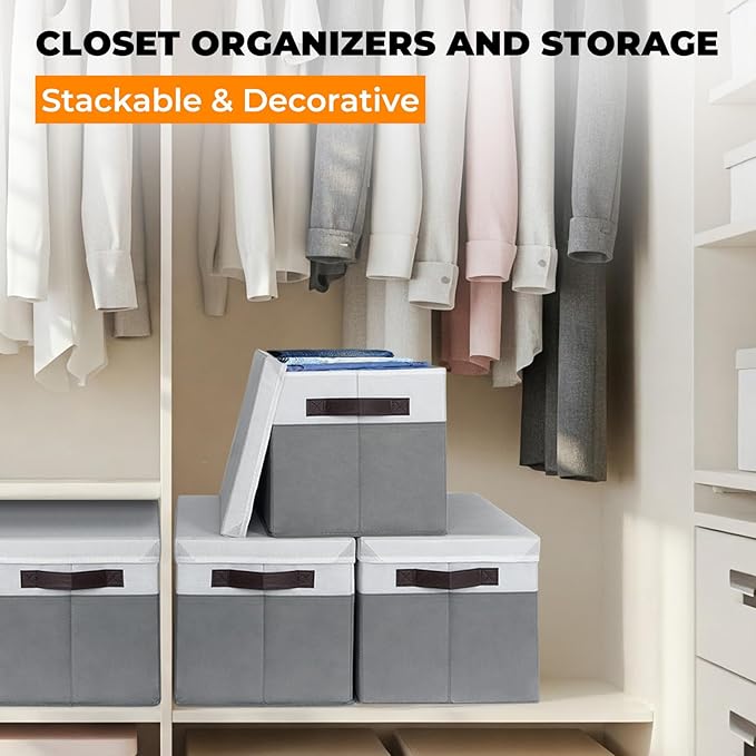 Extra Large Storage Baskets with Lids 4 Pack