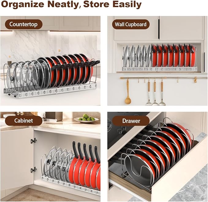 2 Pack Pot and Pan Organizer, Silver