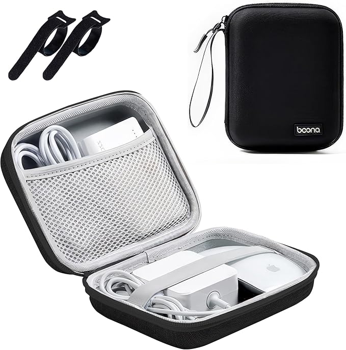 Charger Case for MacBook, Small Charger Organizer, Portable Pouch Travel Storage for Laptop Accessories, Waterproof for Magic Mouse, Power Bank,Charging Cords (Black)…