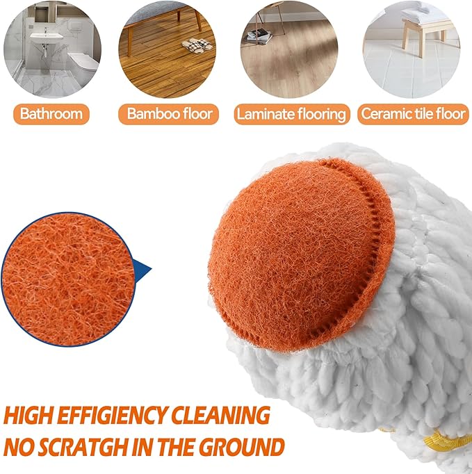 Self-Wringing Twist Mops with 1 Extra Refill, Microfiber Mops for Floor Cleaning with 57 " Long Handle, Easy Wringing Floor Mop for Hardwood Commercial Household Clean (1 Handle & 2 Mop Heads)