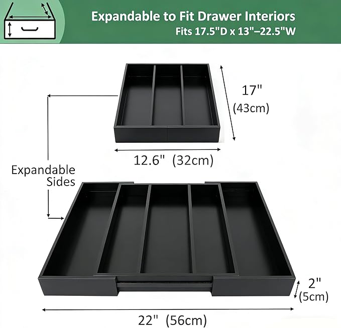 Bamboo Drawer Organizer Kitchen Utensils