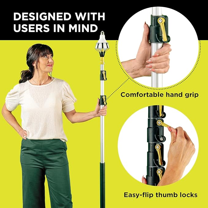 DOCA Telescoping Pole 5-12 Ft - Extension Pole for Cleaning, Feather Duster, Window Washing Kit, Paint Roller, Window Squeegee - High Reach Extendable Kit for Indoor & Outdoor - Pole Only