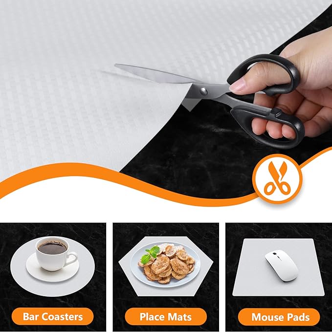 Shelf Liners for Kitchen Cabinets Refrigerator Liners Waterproof Kitchen Cupboard Liner Non-Slip Drawer Mats EVA Material Non Adhesive Fridge Liner for Shelves - White 11.8 x 236.2 Inches x 2 Rolls