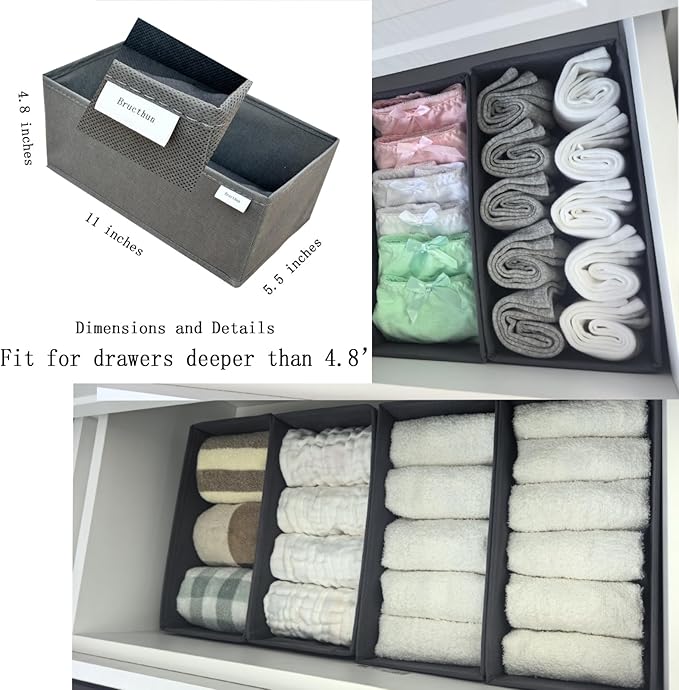Sock Drawer Organizer 3 Pack, Gray