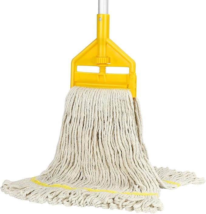 Commercial Mop Heavy Duty Industrial Cotton Mop with Long Handle,Looped-End String Wet Mops for Home,Garage,Office, Workshop, Warehouse Floor Cleaning