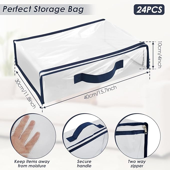 24 Pack Clear Storage Bags with Zipper
