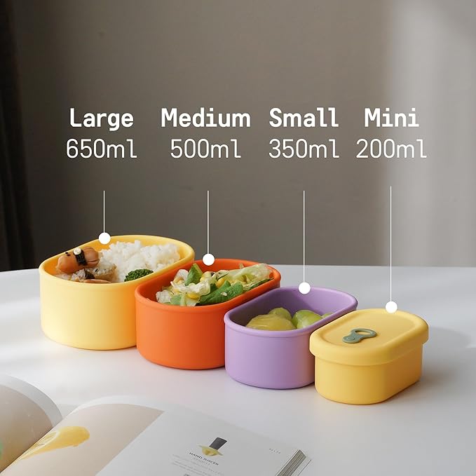 Premium Korean-Made Silicone Airtight Food Container with Steam Vent – BPA Free, Leakproof, Microwave & Freezer Safe Meal Prep. & Leftovers Storage (Mandarin Orange, 7 floz)