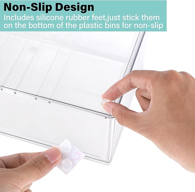Prsildan Acrylic Makeup Organizer, 3 Pack Stackable Storage Drawers with 9 Drawers for Office Desk Vanity Craft Room Clear Drawer Organizers for Hair