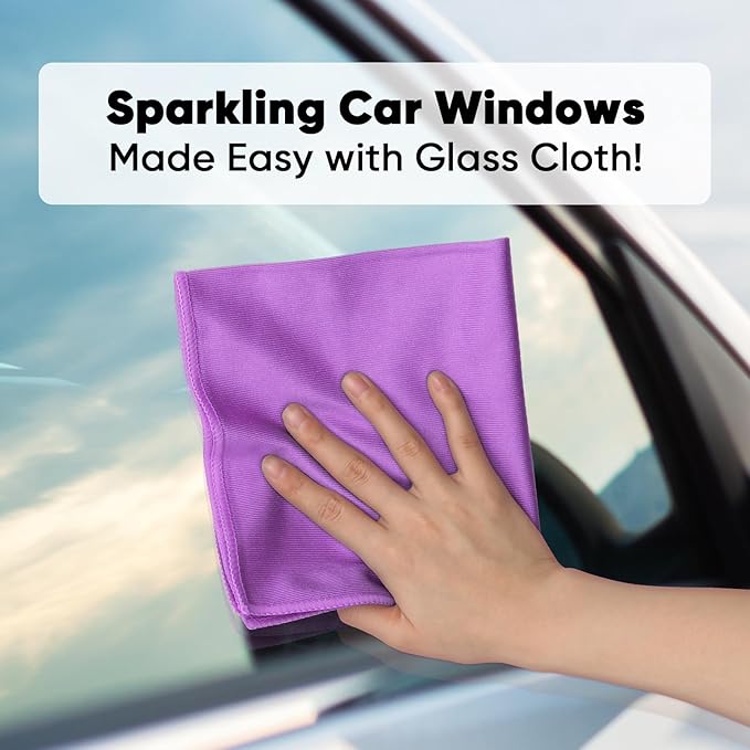 HOMEXCEL Microfiber Glass Cleaning Cloths 6 PK, Lint Free Streak Free, Reusable Microfiber Magic Cleaning Cloth for Windows, Glasses, Mirrors, Screens