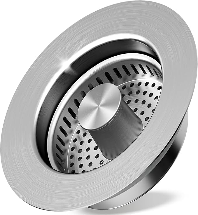 3 in 1 Pop Up Kitchen Sink Drain Strainer, with an Extra Basket Strainer, Kitchen Sink Drain Stopper for US Standard 3-1/2 Inch