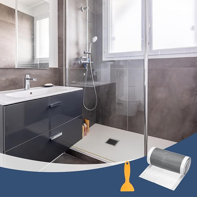 uxcell 2Pcs Disposable Shower Drain Cover Hair Catcher, 4.72in x 13.1ft Self Adhesive Mesh Hair Stopper with Removal Tool for Bathroom Kitchen Linear