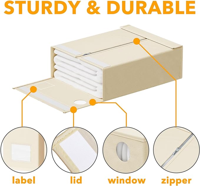 6 Pack Bed Sheet Organizers and Storage, Beige, 6 Pack
