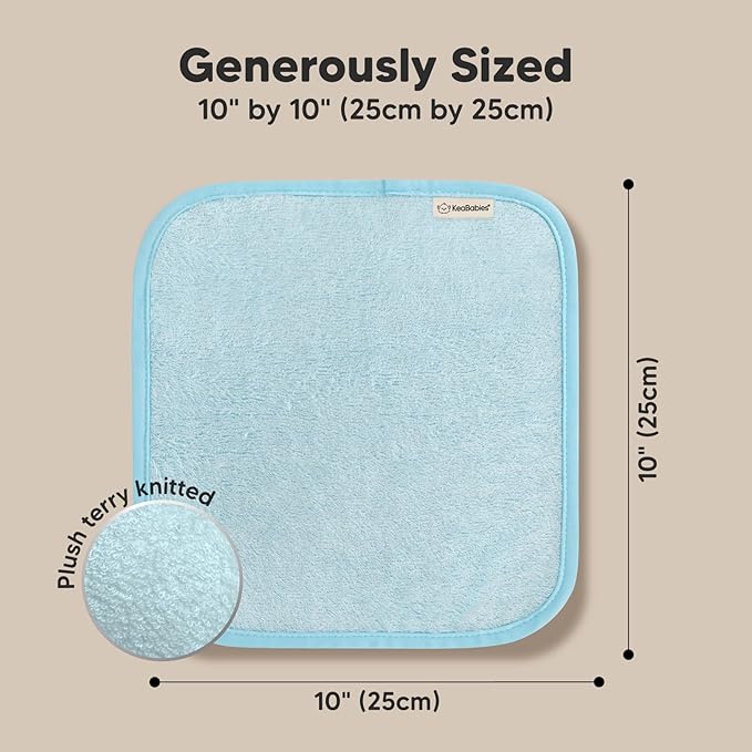 6-Pack Baby Washcloths – Soft Absorbent Viscose from Bamboo Washcloths for Face, Body, Baby Towels for Newborn, Kids, Toddlers, Infant,Gentle on Sensitive Skin,10x10 Reusable Face Towels(Bravo Blue)