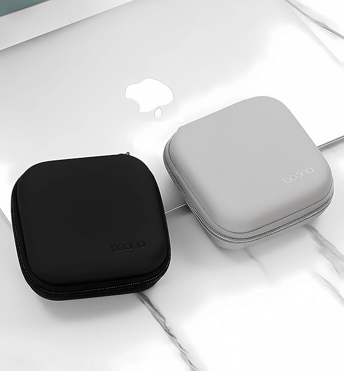 Small Travel Carrying Storage Case, 4.4"x4.4" Charger Organizer, Pouch compatible with MacBook Power Adapter, Laptop Accessories Cables, Cords, USB Drives, Earphones