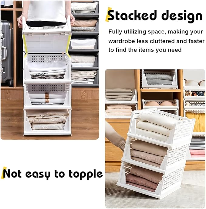 Yazi 5 Pack Stackable Closet Storage Box