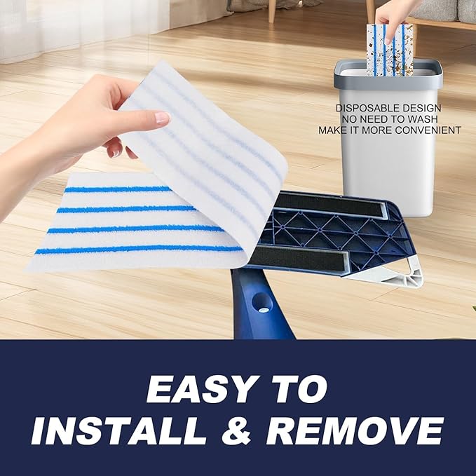 40 Pack Microfiber Disposable Mop Pads for Rubbermaid Quick Connect System Mop - Wet Dry Cleaning Replacement Mopping Pad for Bona,Turbo,Norwex and All 16 17 18'' Flat System Mop