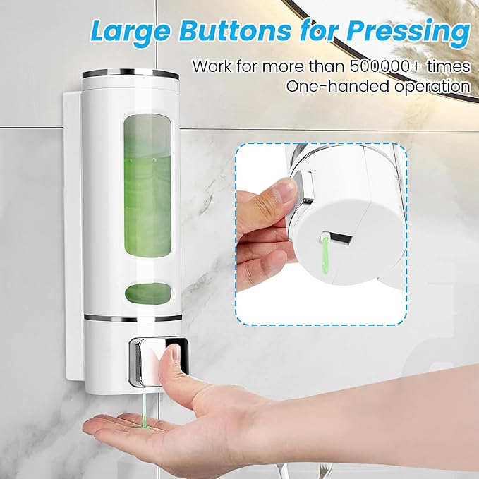 Foam Hand Liquid Soap Dispenser, 400ml Bathroom Shower Dispenser Gel Container Shower Pump Dispenser and Organizer for Bathroom Kitchen Hotel, Refillable Liquid Lotion Soap Dispenser Wall Mounted