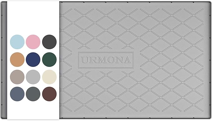 URMONA 40" x 22" Waterproof Silicone Mat in Multiple Sizes & Colors, Under Sink Mat for Kitchen & Bathroom, Pet Food Pad for Dogs & Cats, Kitchen Cabinet Liner, Multi-Purpose for Storage(Light Grey)