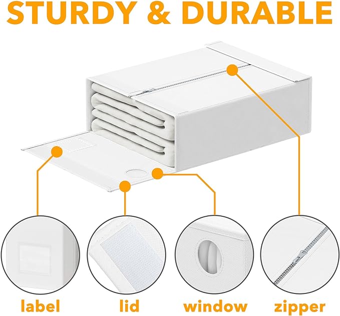 2 Pack Bed Sheet Organizers and Storage, White