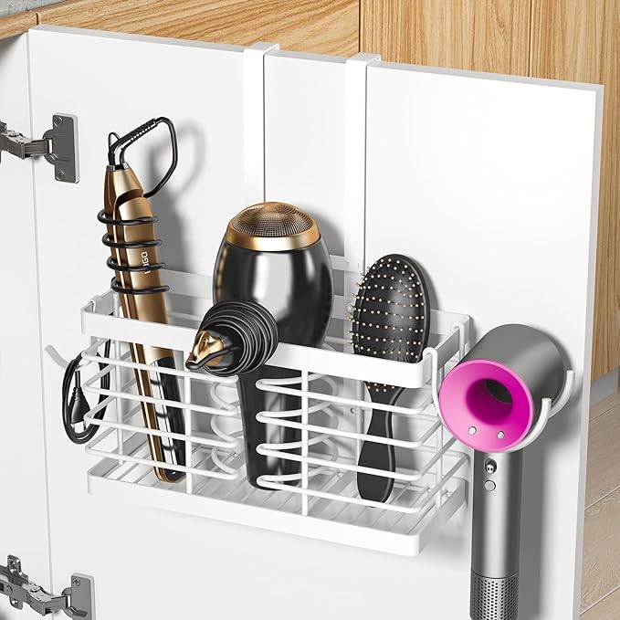 Hair Tool Organizer, 2026 Upgraded 3-in-1 Universal Hair Dryer Holder, White