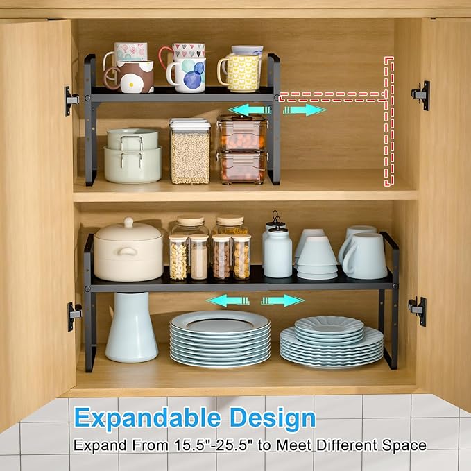25.5 Inches 2 Pack Expandable Cabinet Shelves
