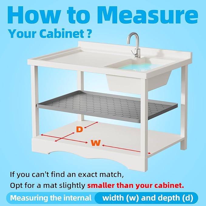 Winisok Silicone Under Sink Mat 28" x 22", kitchen Essentials and Gadgets, Shelf liner and Cabinet Protector, Home Organizers and Storage, Waterproof Bathroom Tray