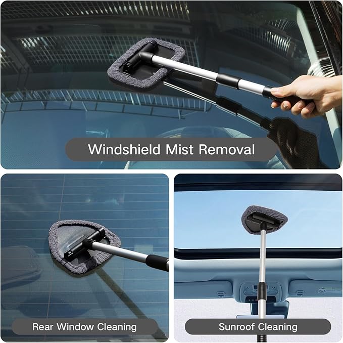Qydipclin 11pc Windshield Cleaning Kit - 6 Microfiber Pads, 2 Bottles
