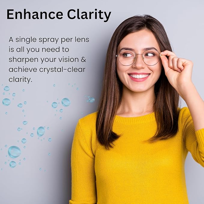 Glare Guard Clear View Lens Cleaner w/Microfiber Cleaning Cloth,Anti-Streak Glasses Cleaner Spray,Pro-Grade Eyeglass & Sunglass Cleaner