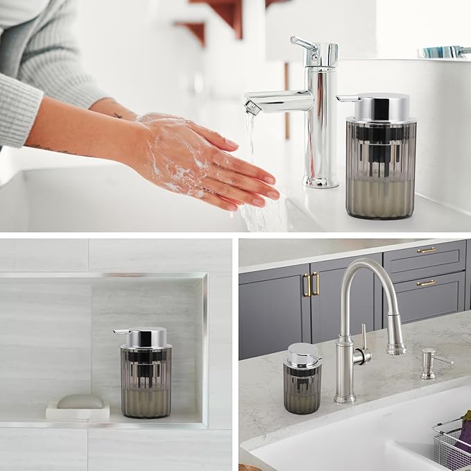 Segbeauty Foaming Soap Dispenser, 2 Pack 10.1oz Foaming Hand Soap Dispenser for Bathroom Kitchen, 300ml Refillable Plastic Pump Bottle Foaming Lotion Dispenser Set for Liquid Soap Shampoo Body Soap