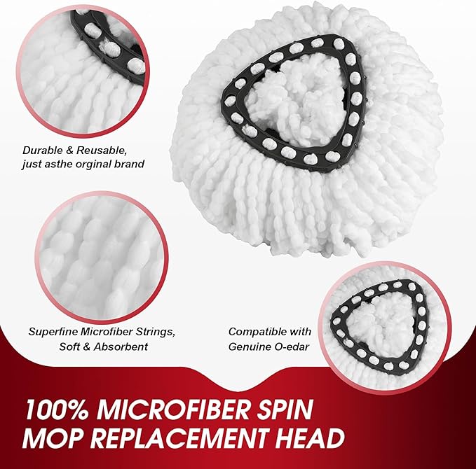 20 Pack Spin Mop Refills Head, Mop Heads Replacement for Spin Mop, Washable Microfiber Mop Replace Head Spin Mop, 360°Spinning Micro Replacement Mop Head for Easy House Cleaning Floor Mopping