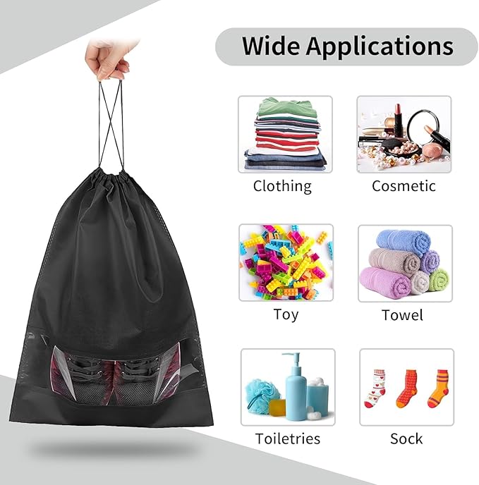 20 Pack Shoe Bags for Travel, 20, Black
