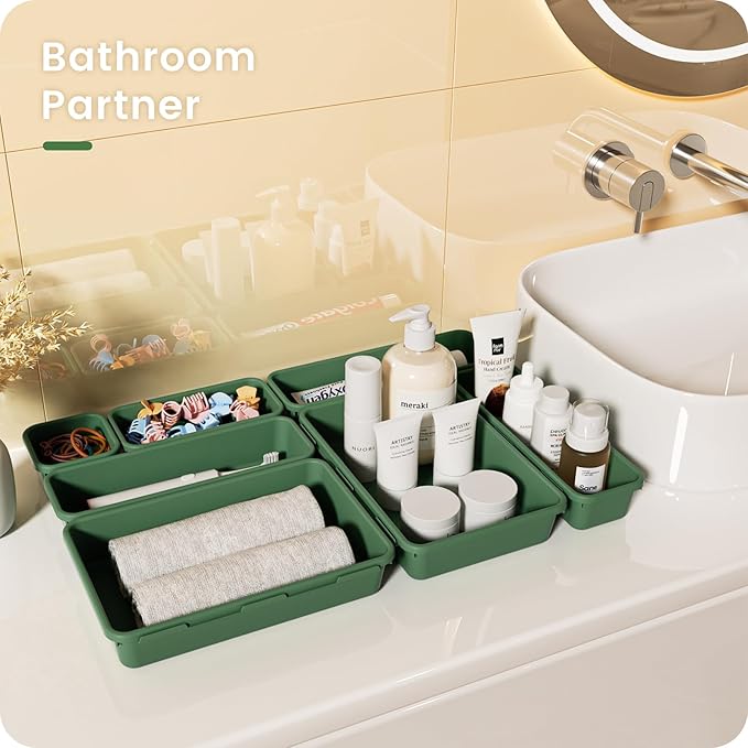 【Military Grade】A-LuGei Drawer Organizer,【𝟱𝗦𝗶𝘇𝗲】Makeup organizer,【Holds 177 Items】Bathroom Organizers and Storage,Organization and Storage