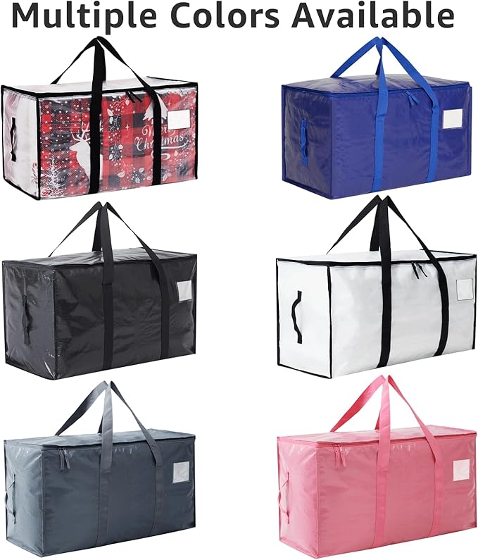 Moving Bags Heavy Duty Extra Large, Moving Boxes, Moving Supplies Essentials, Blue Storage Bins with Lids, Plastic Packing Totes, Storage Bags for Clothes with Handles & Zippers(White, 12 Pack)