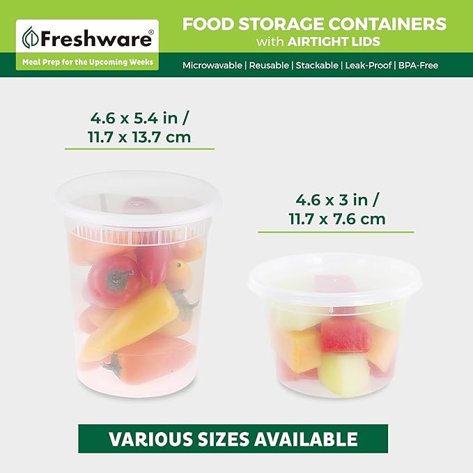 48 Pack of 16 and 32 oz, 24 sets each size Food Storage Containers with Lids