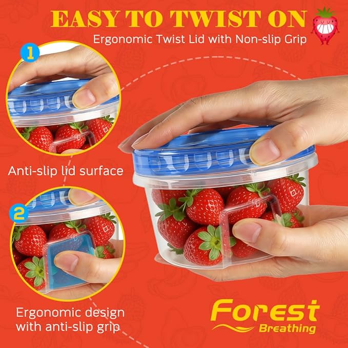 12 Pack 17oz Reusable Freezer Storage Containers with Twist Top Lids Airtight
