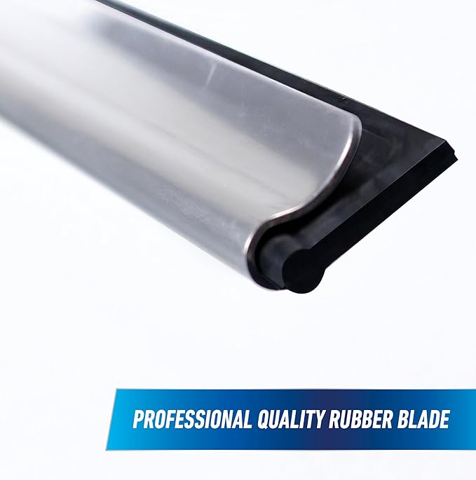 Unger Professional Connect and Clean 18” Grip Swivel Window, Glass Squeegee, and 8’ Pole, 180-Degree Pivoting Handle with Lock