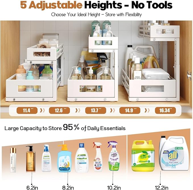 L-Shaped Metal Under Sink Organizer