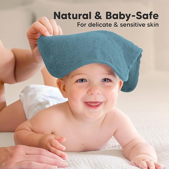 6-Pack Baby Washcloths – Soft Absorbent Viscose from Bamboo Washcloths for Face, Body, Baby Towels for Newborn, Kids, Toddlers, Infant,Gentle on Sensitive Skin,10x10 Reusable Face Towels(Aegean Blue)
